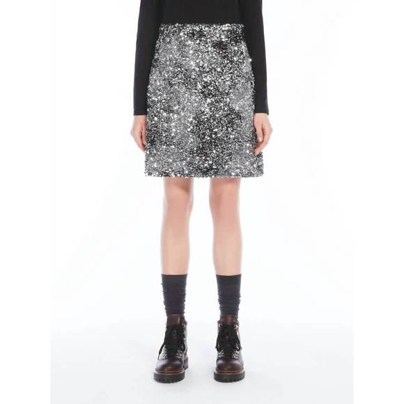 NEW WEEKEND MAX MARA uvetta skirt in black sequins